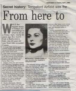 Tempsford Airfield - The Story of Violette Szabo - 1st April 2001